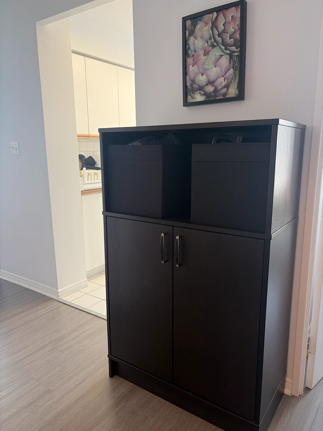 Dark Brown Storage Cabinet with Bins - photo 2