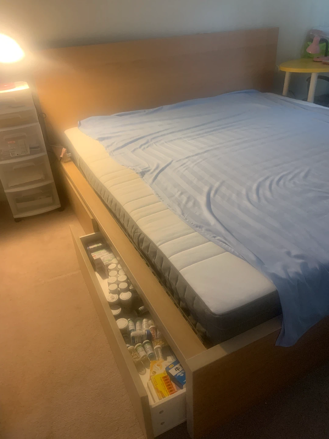 Ikea Wood Bed Frame with Storage Drawers - photo 2
