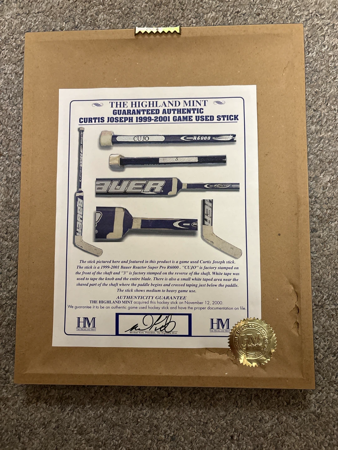 Curtis Joseph Game Used Hockey Stick 1999-2001 - photo 2