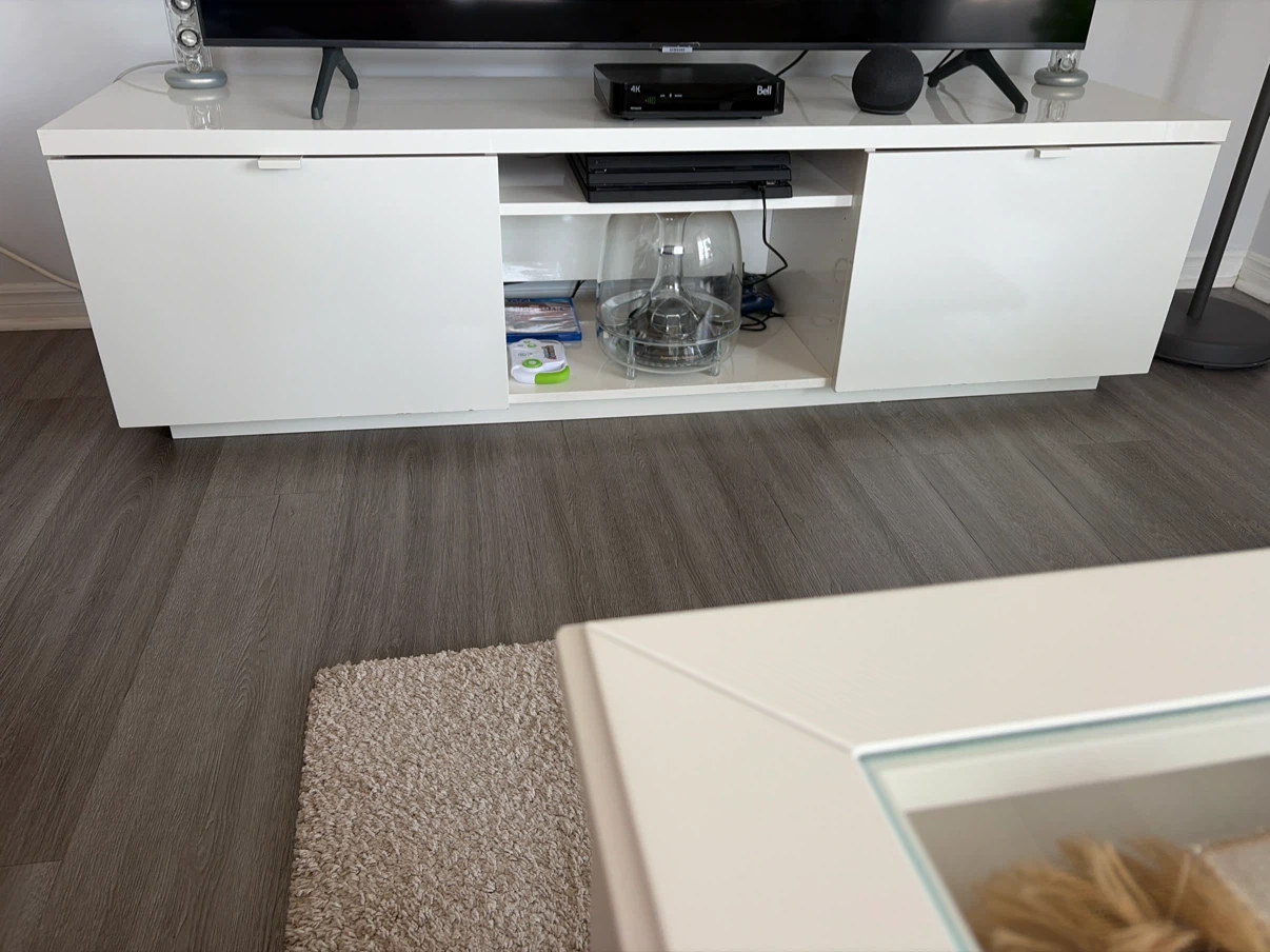 White Glossy Media Console / TV Stand - photo 2