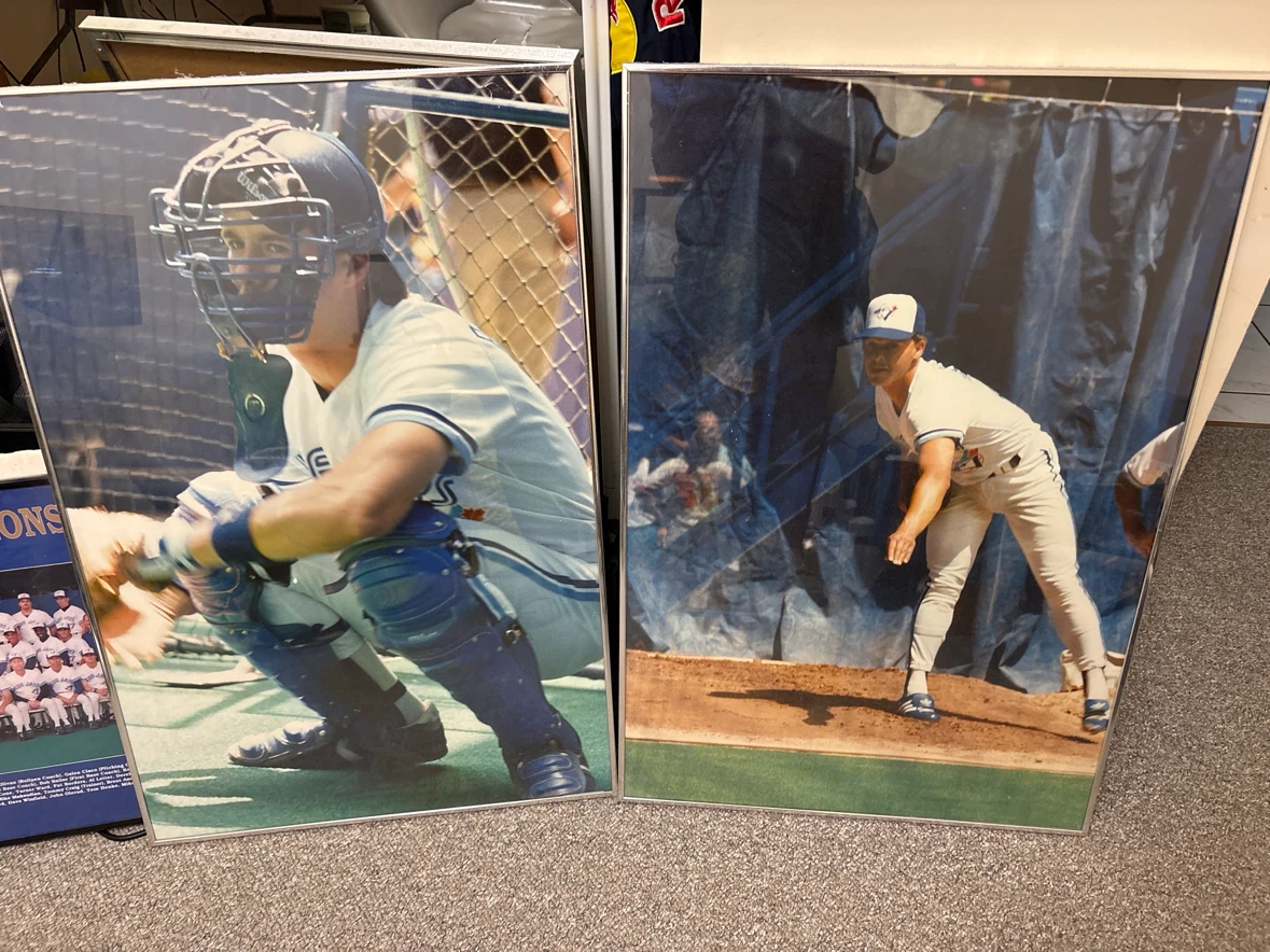 Framed Toronto Blue Jays Catcher and Pitcher Photos