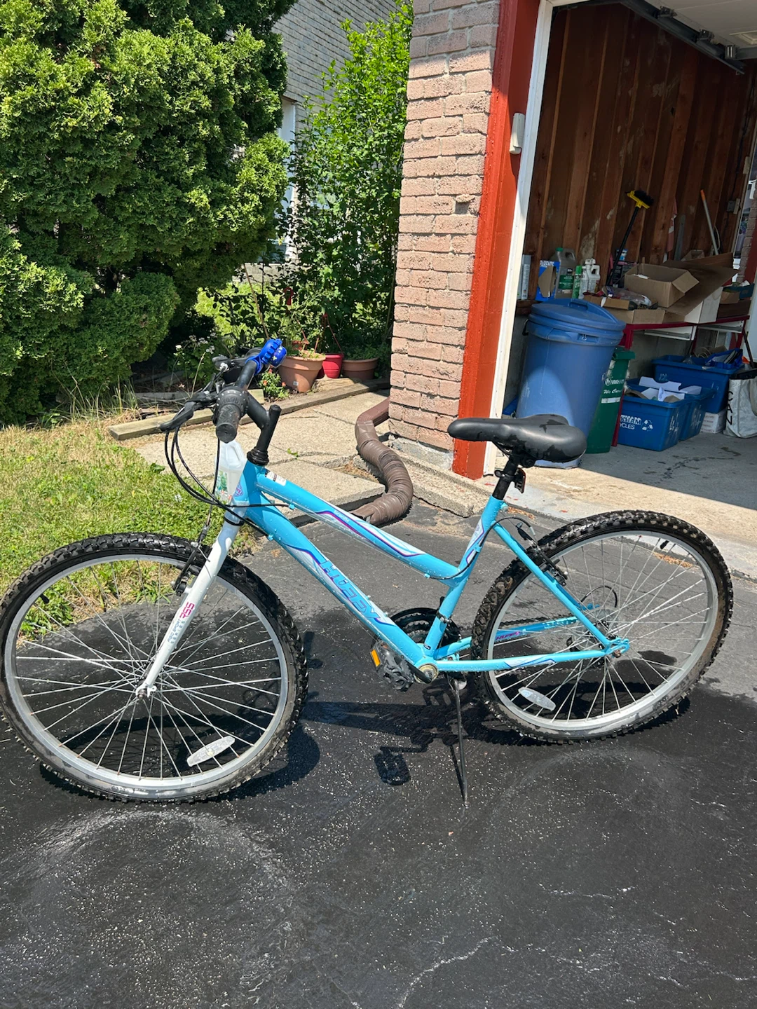 Blue Bike with Brakes, Bell, and Kickstand