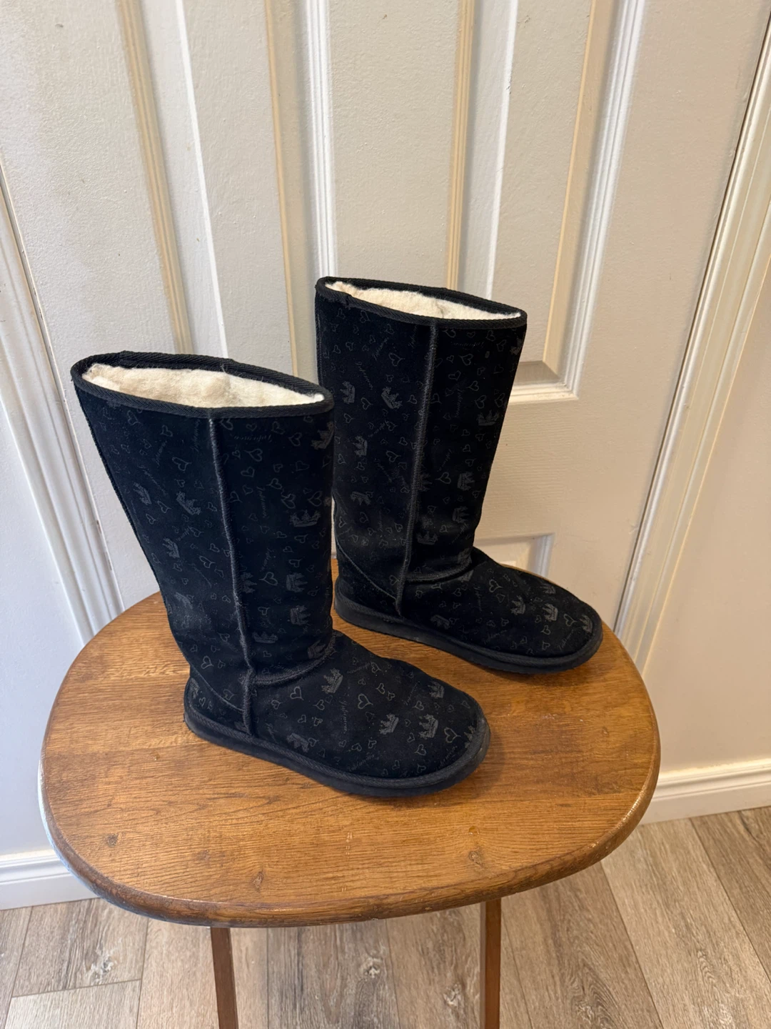 Black UGG Boots with Crown Pattern - photo 2
