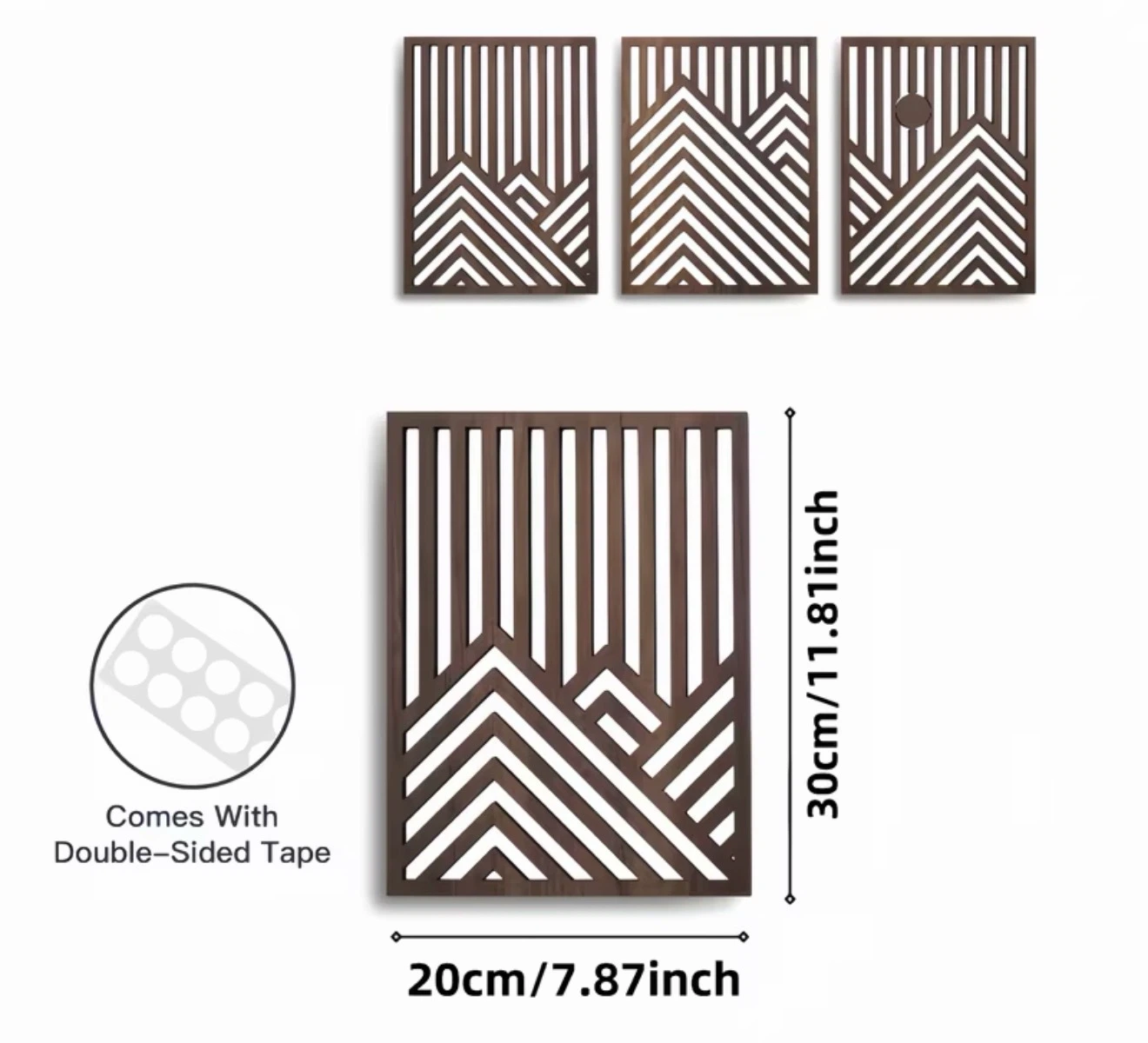Geometric Mountain Wood Wall Art Set of 3 - photo 2