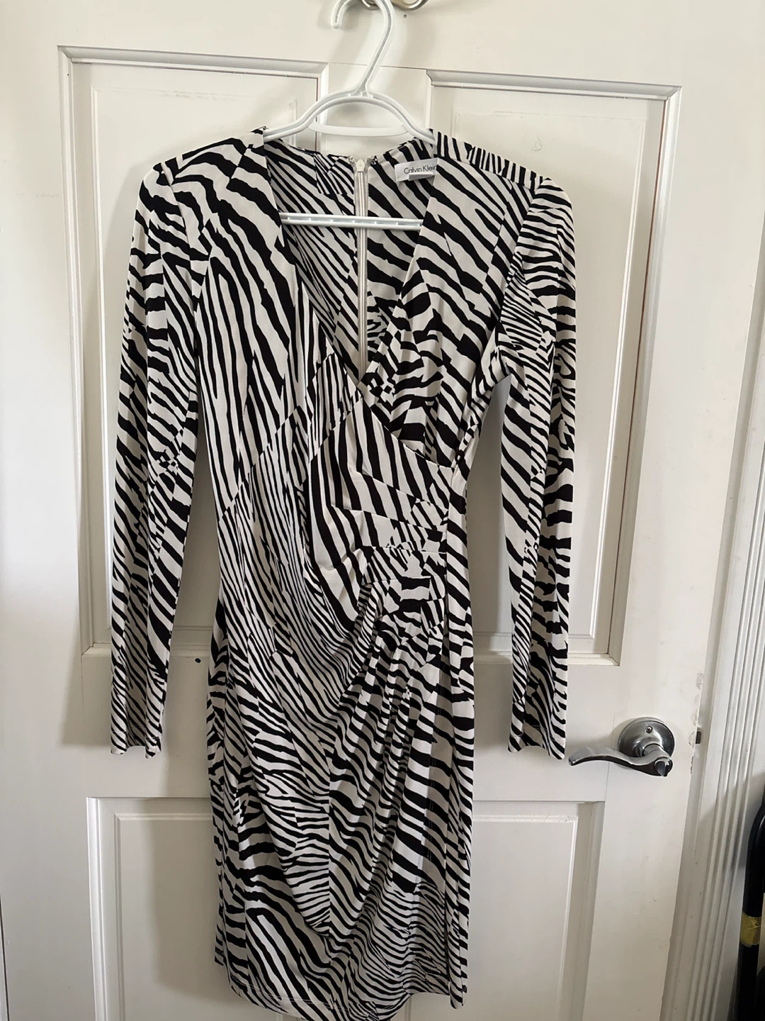 Calvin Klein Zebra Print Long Sleeve Dress
