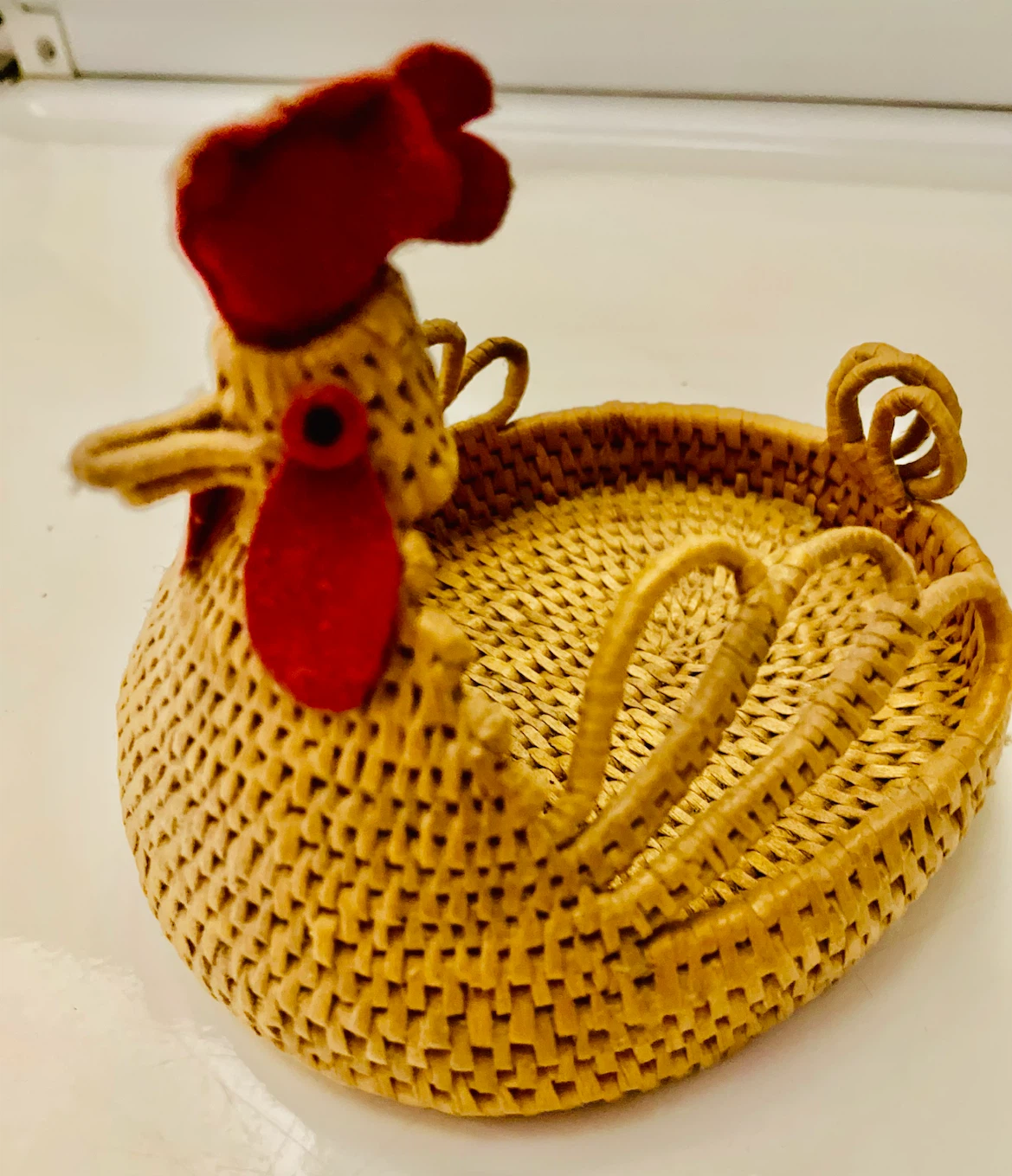Vintage Hand Woven Chicken Basket