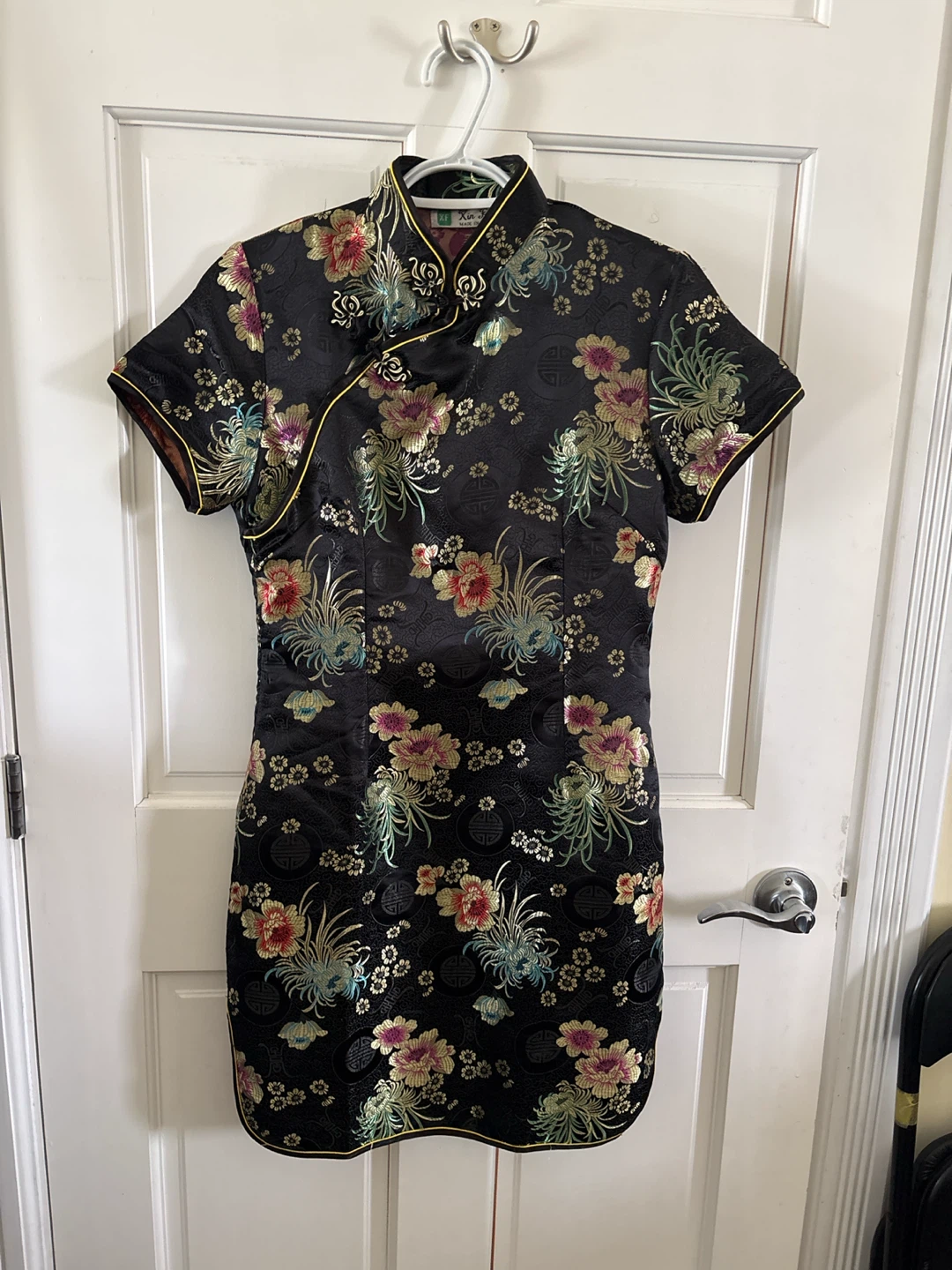 Women's Black Floral Cheongsam Asian Dress