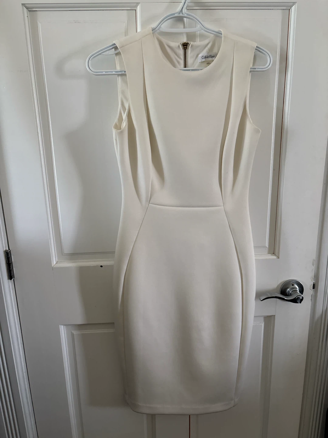 Calvin Klein Cream Sleeveless Sheath Dress