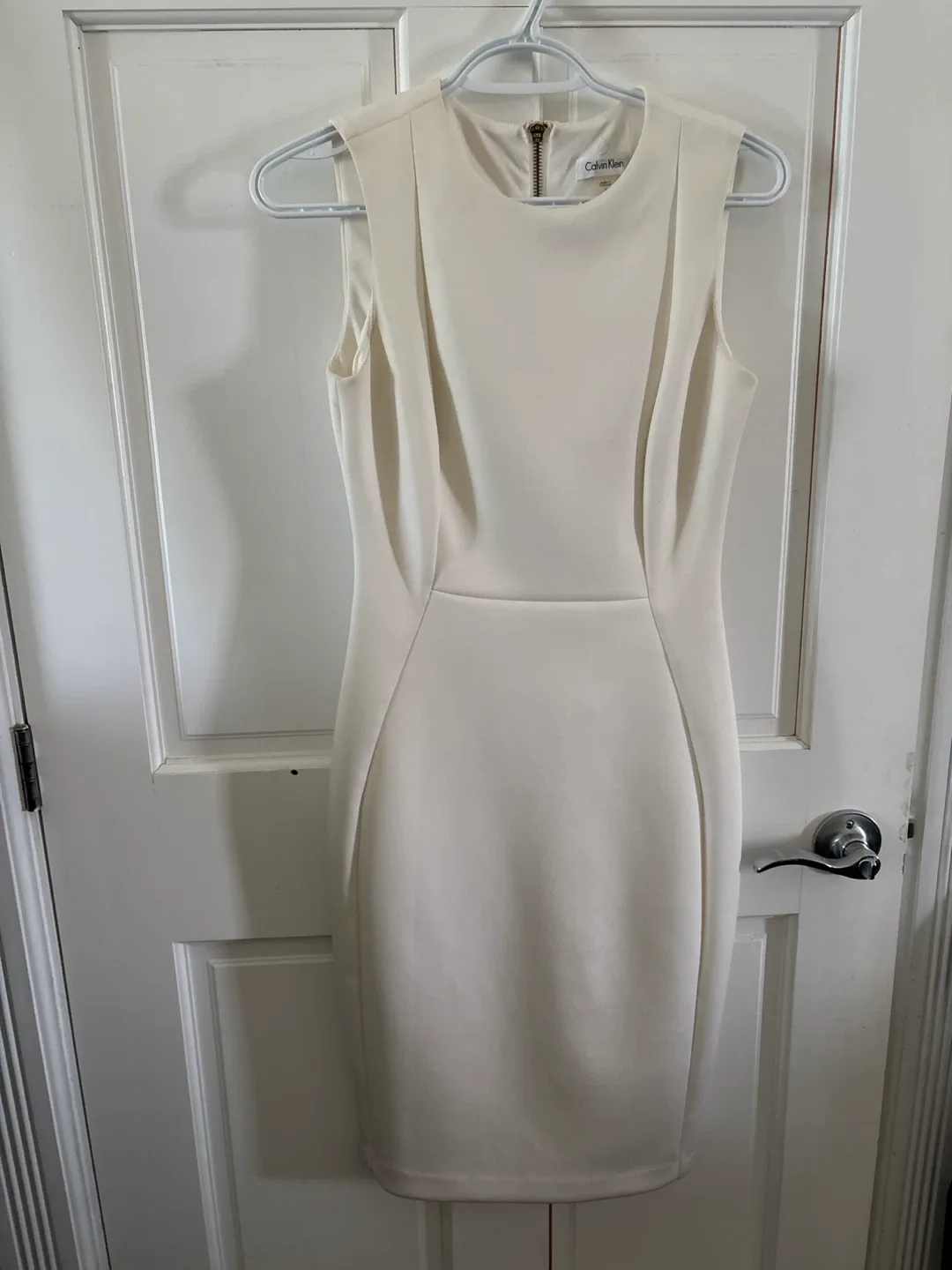 Calvin Klein Cream Sleeveless Sheath Dress