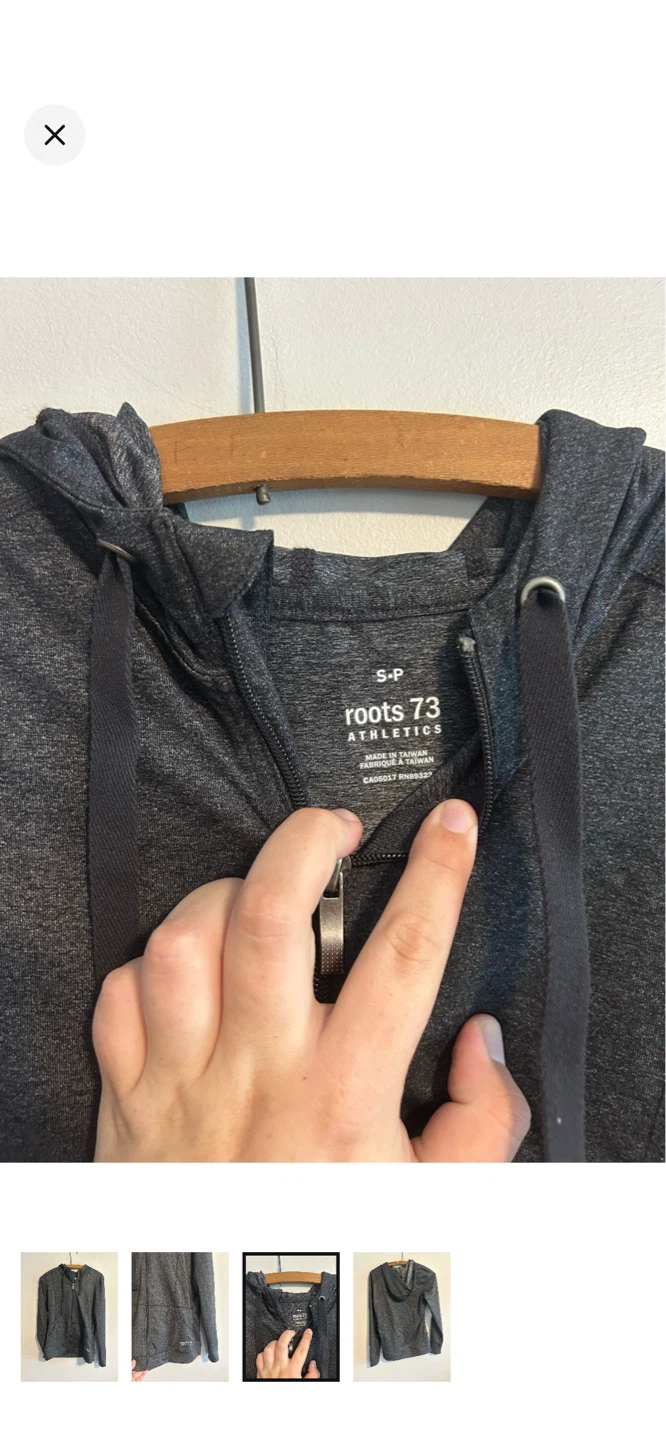 Roots 73 Athletics Full Zip Hoodie - Dark Grey - Size S/P - photo 3