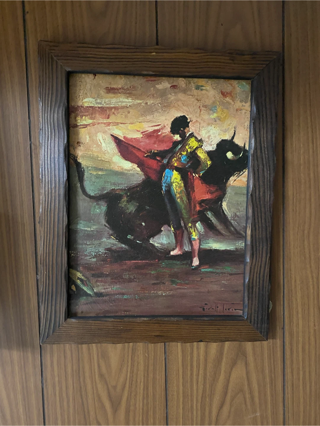 Vintage Matador Bullfighting Painting