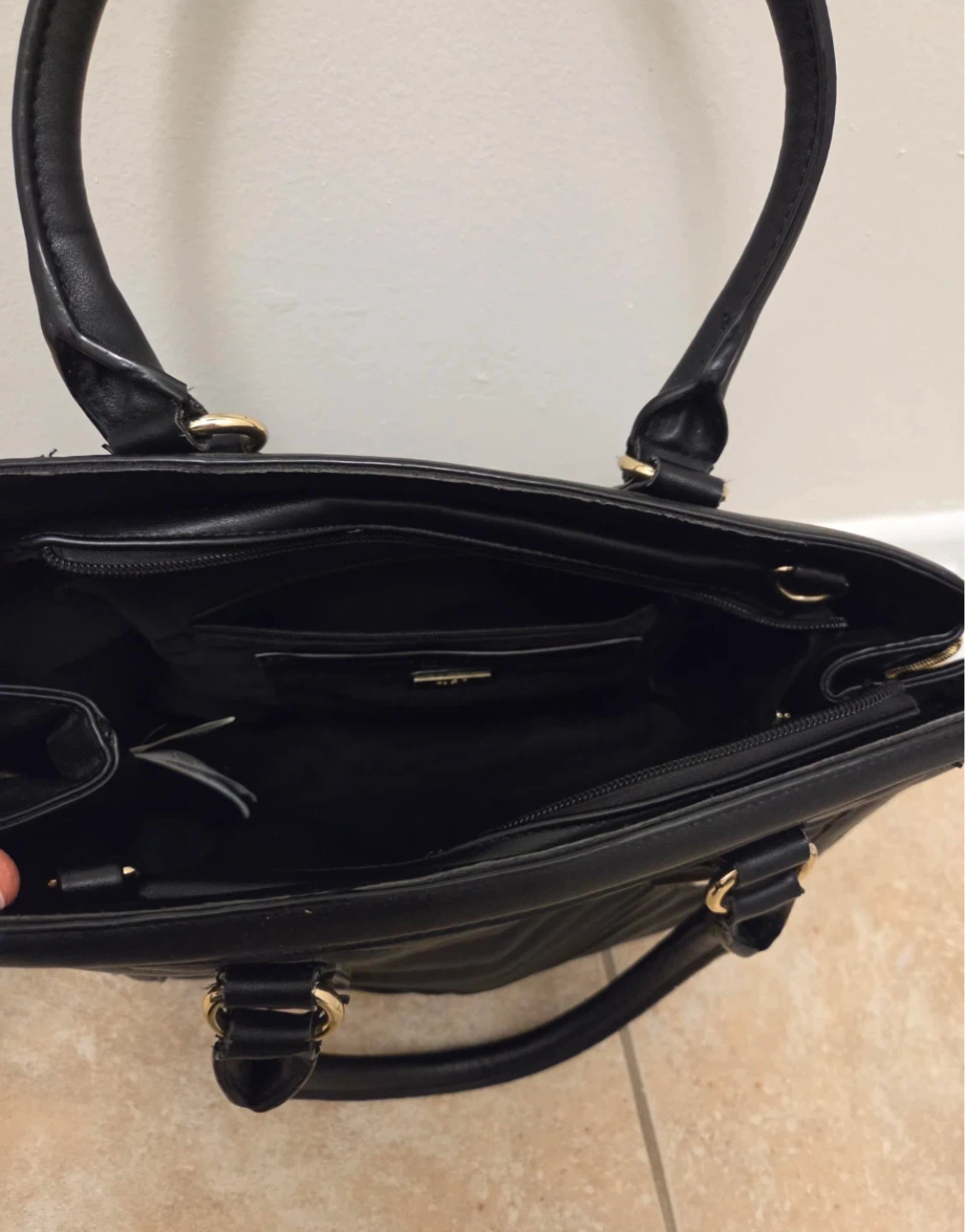 Aldo Black Chevron Satchel Handbag #free - photo 2