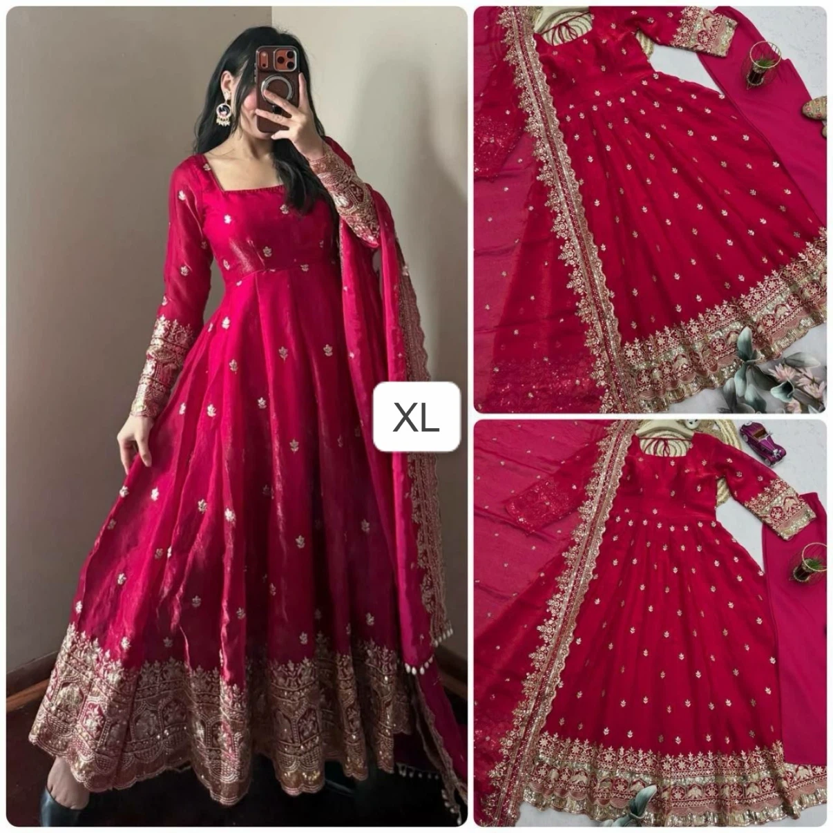 Women's Anarkali Dress XL Pink