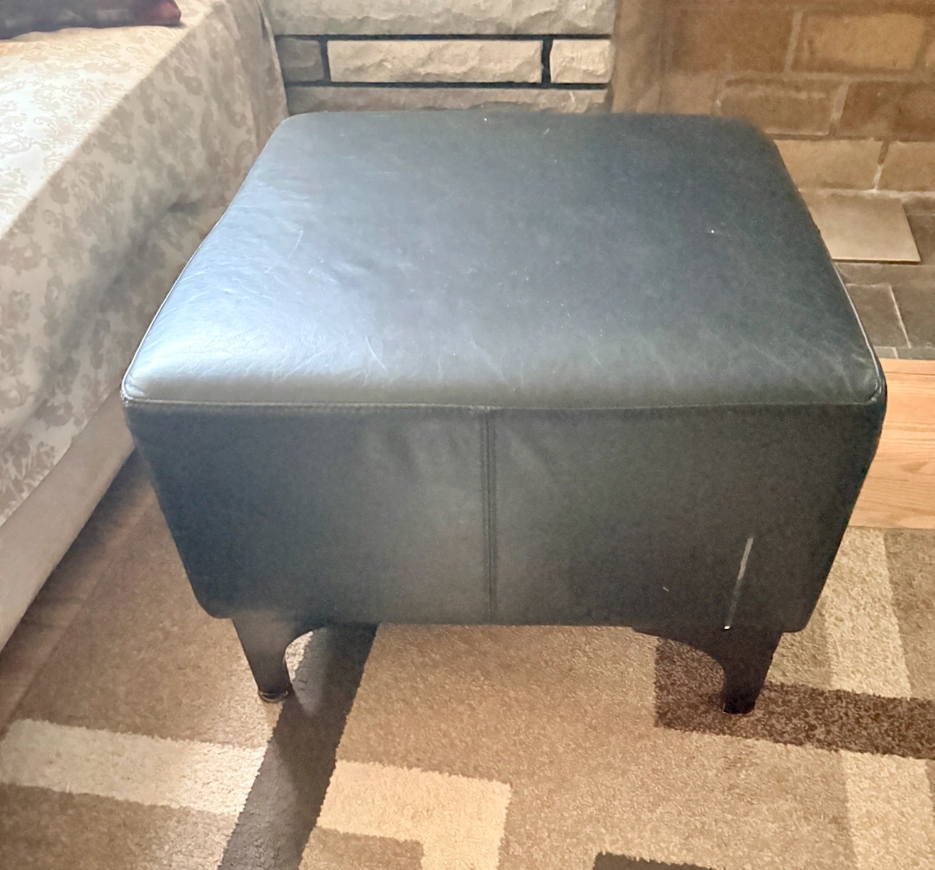2 Ultratrend Black  Leather Ottoman Footrest. Made in Italy