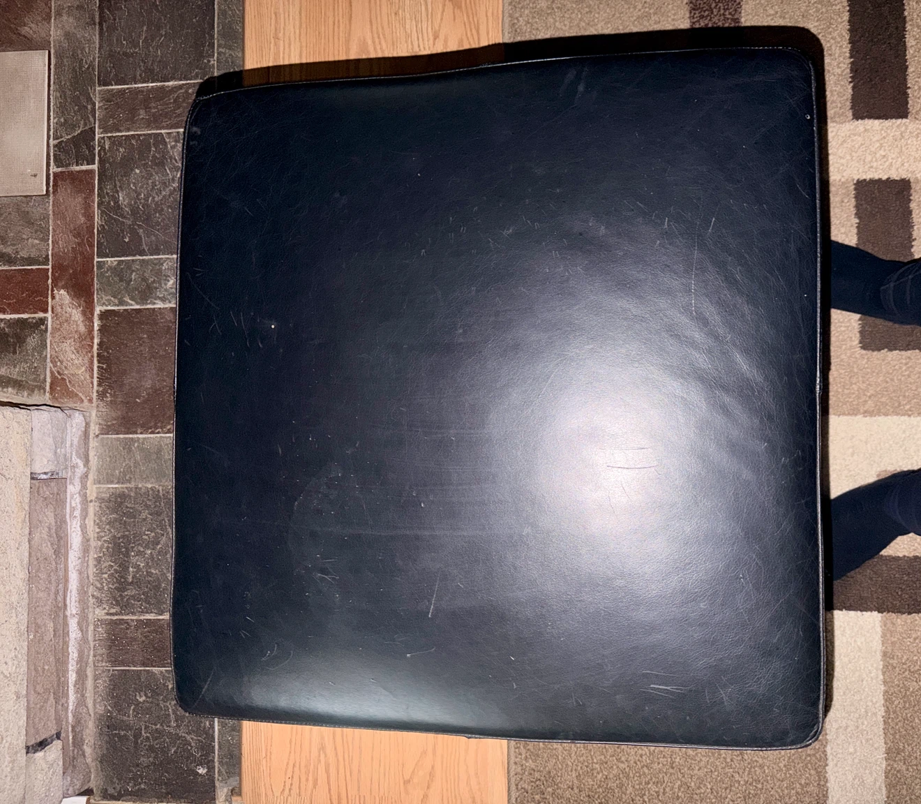2 Ultratrend Black  Leather Ottoman Footrest. Made in Italy - photo 3