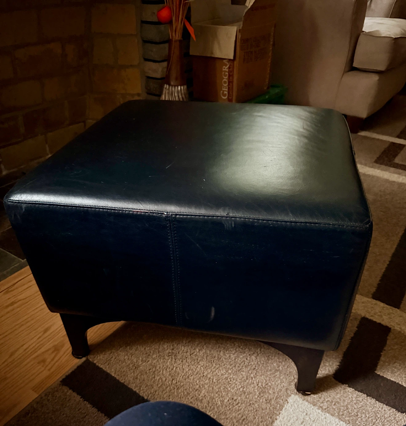 2 Ultratrend Black  Leather Ottoman Footrest. Made in Italy - photo 4