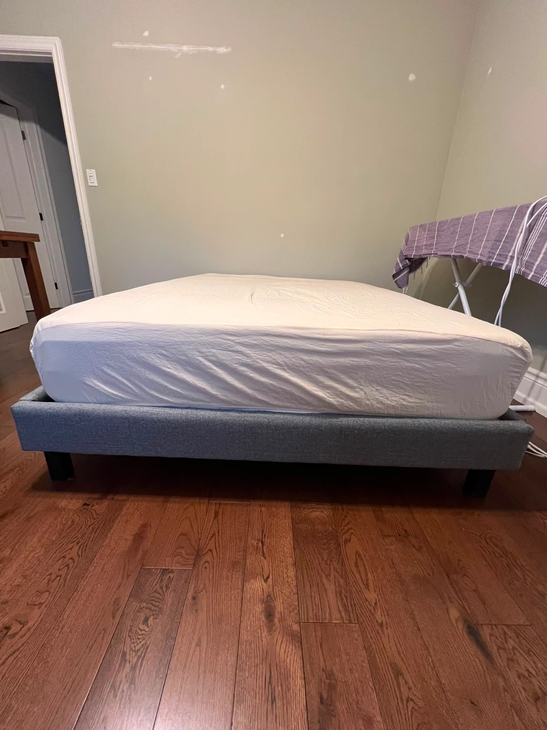 Grey Upholstered Bed Frame with mattress - photo 2