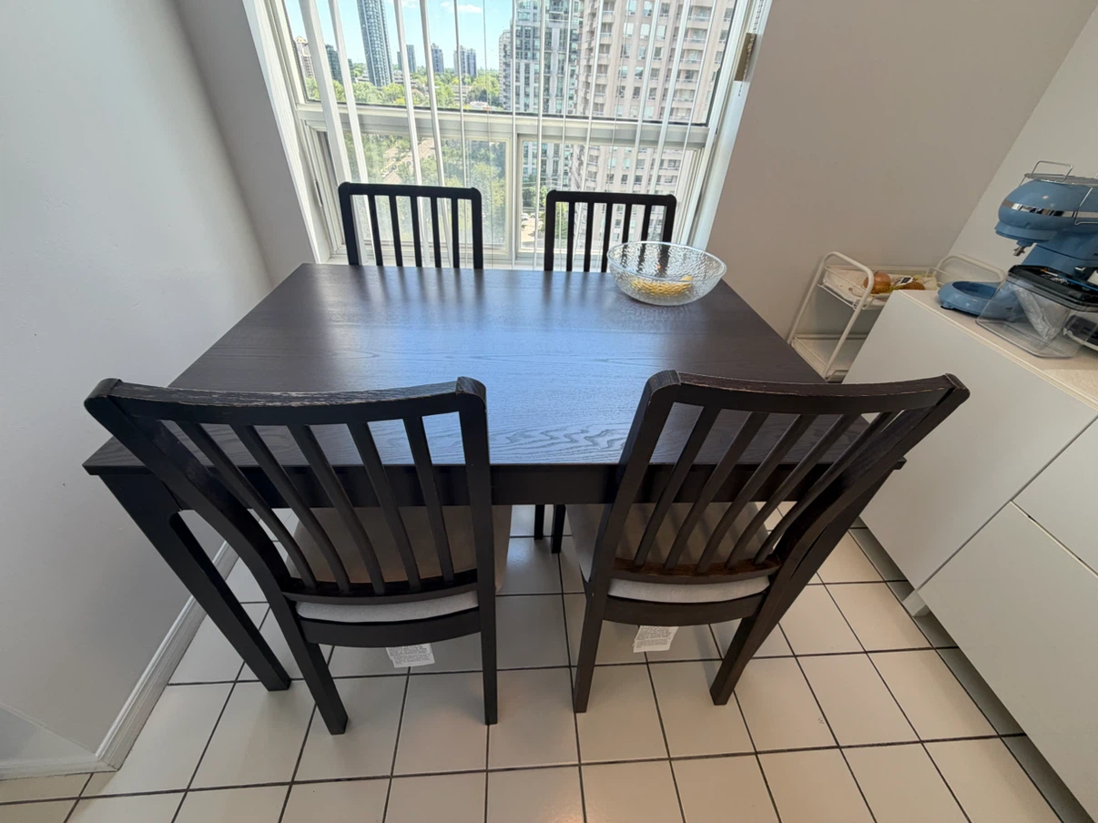 Dark Wood Dining Table with 4 Chairs - photo 2