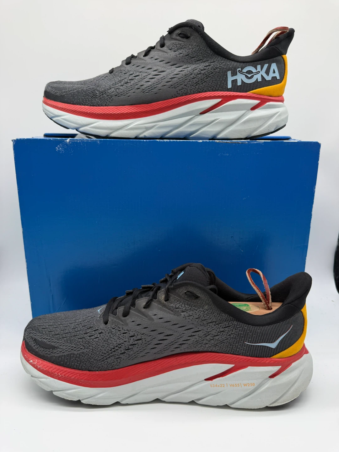 Hoka Clifton 8 Wide Anthracite Men’s Running Shoes Size US 9 2E