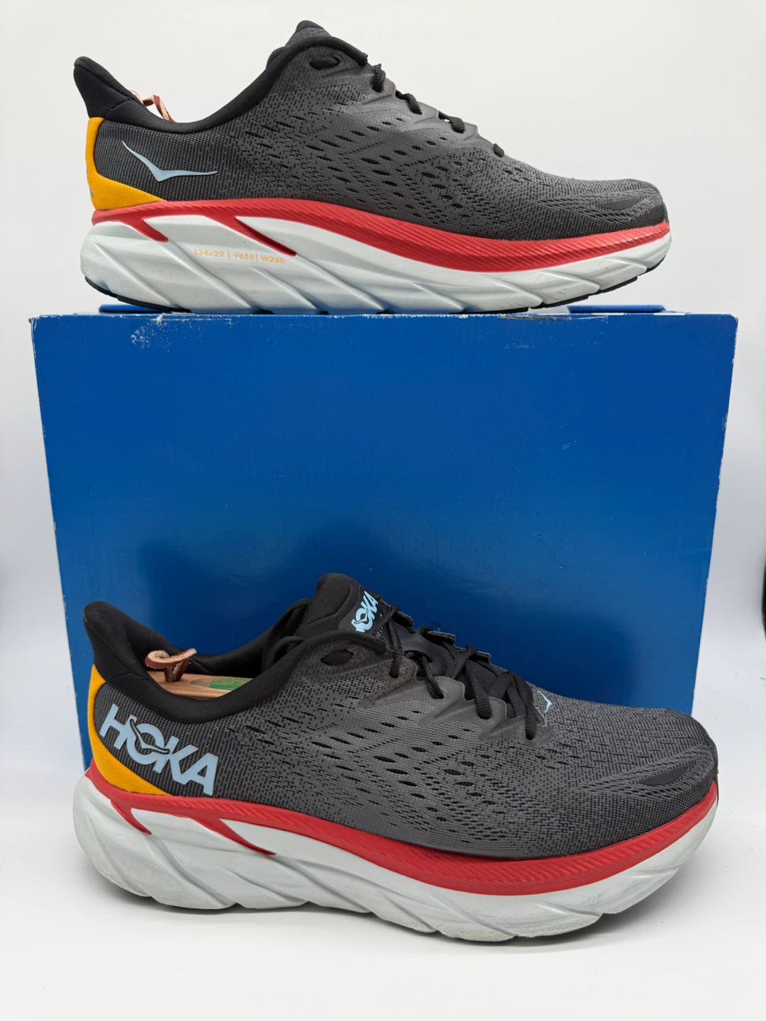 Hoka Clifton 8 Wide Anthracite Men’s Running Shoes Size US 9 2E - photo 2