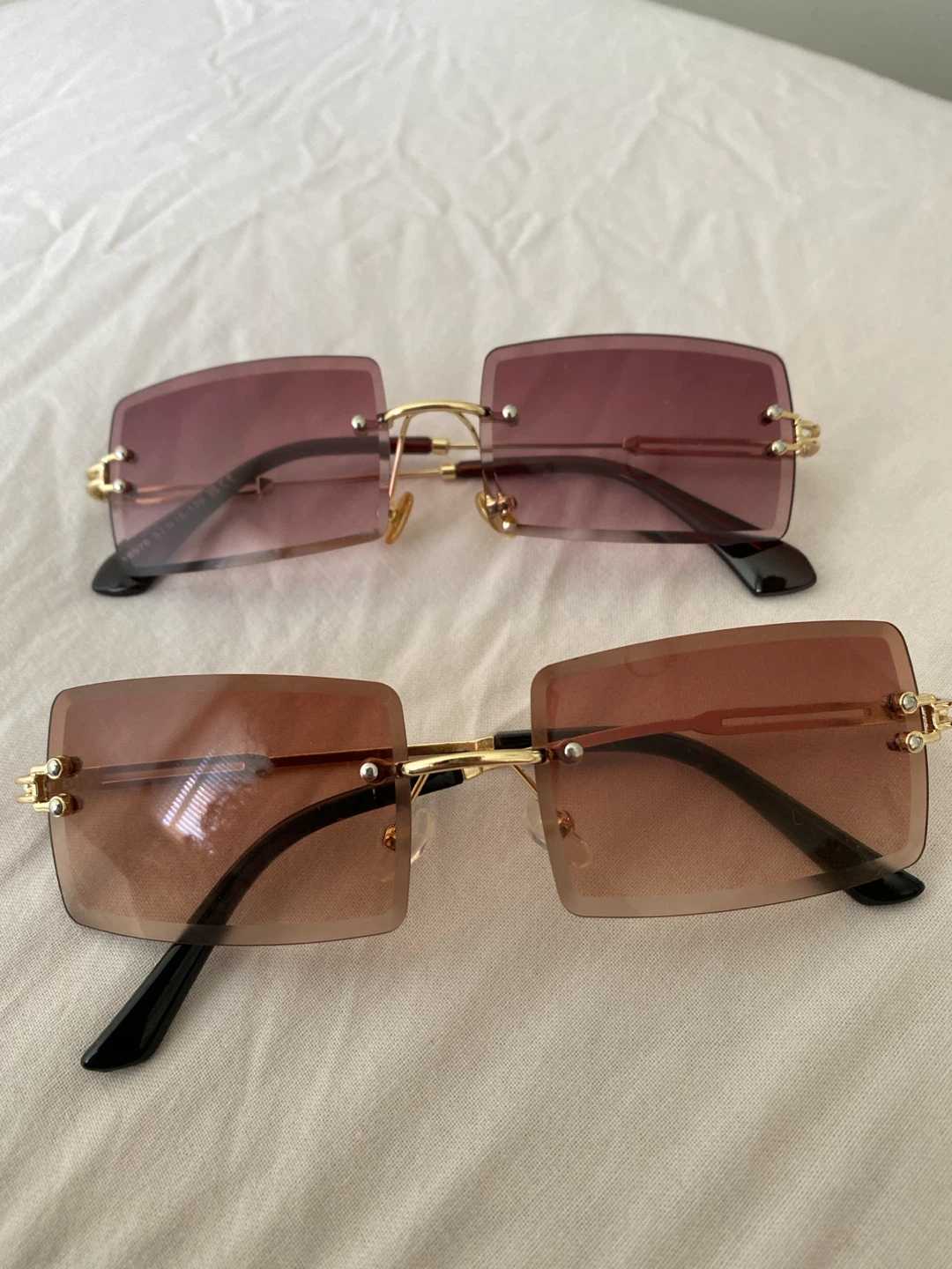 Rimless Sunglasses - Pink & Brown Gradient Lenses