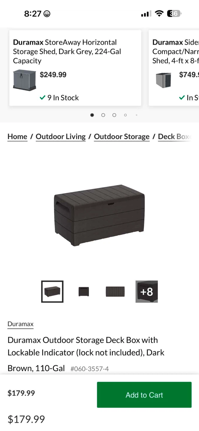 Duramax Outdoor Storage Deck Box - Dark Brown, 110-Gal - photo 2