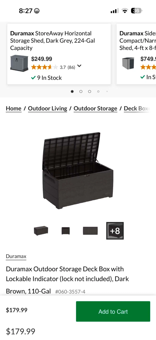 Duramax Outdoor Storage Deck Box - Dark Brown, 110-Gal - photo 3