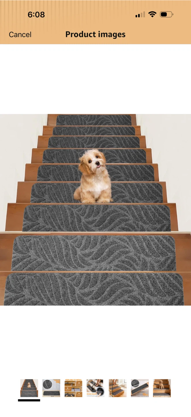 Grey Leaf Pattern Stair Tread Set - photo 4