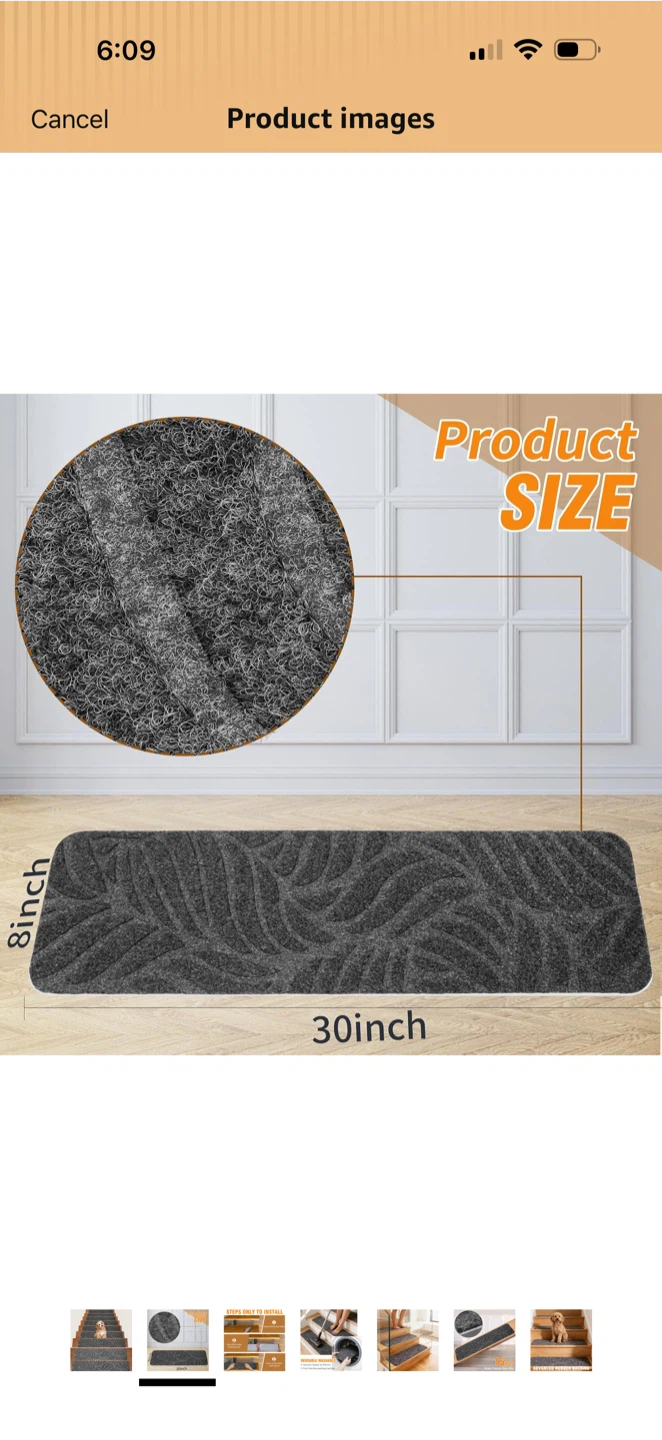 Grey Leaf Pattern Stair Tread Set - photo 5