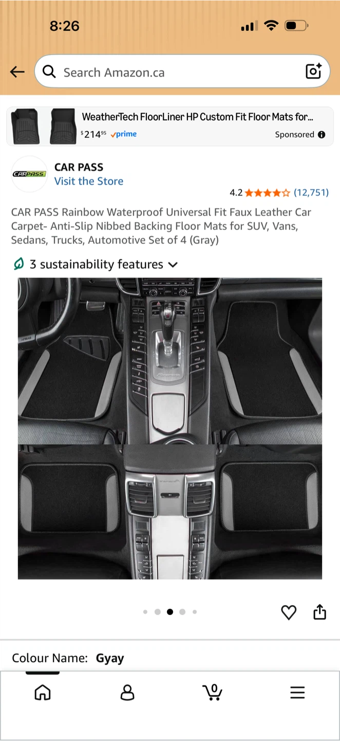 CAR PASS Universal Fit Faux Leather Car Floor Mats - Gray - photo 3