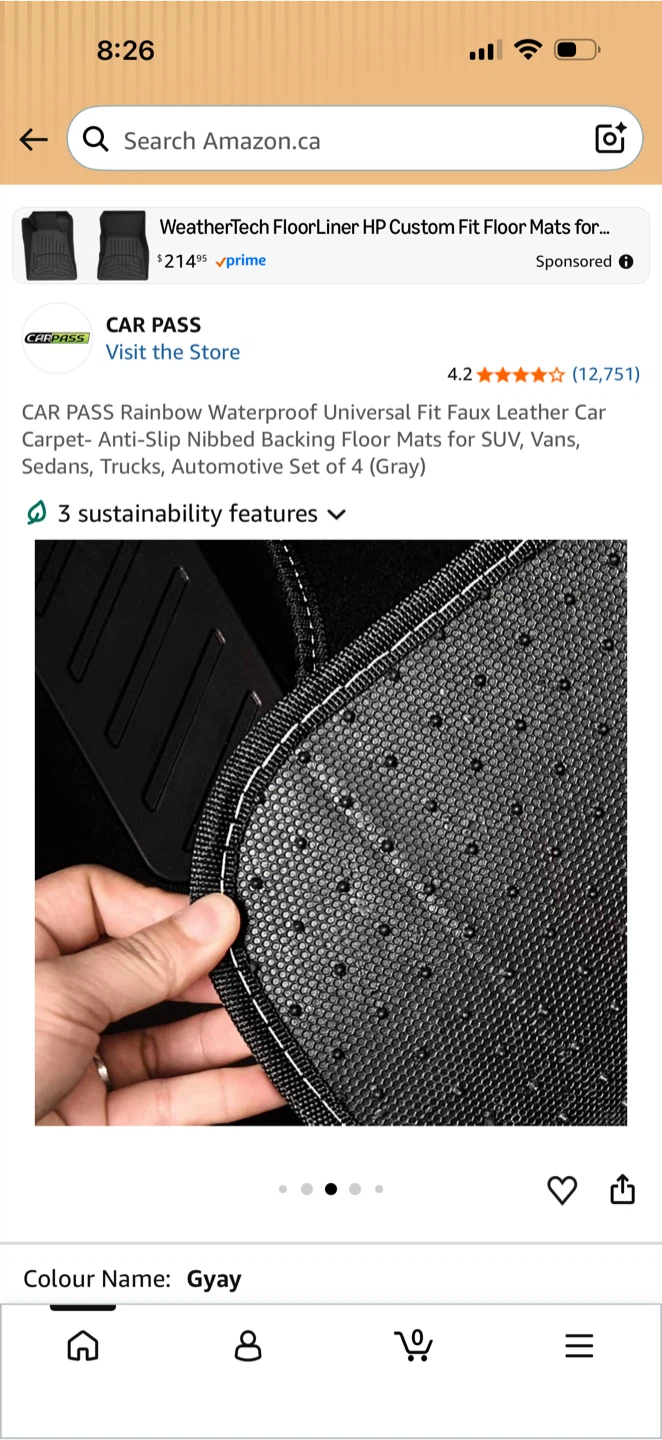 CAR PASS Universal Fit Faux Leather Car Floor Mats - Gray - photo 4
