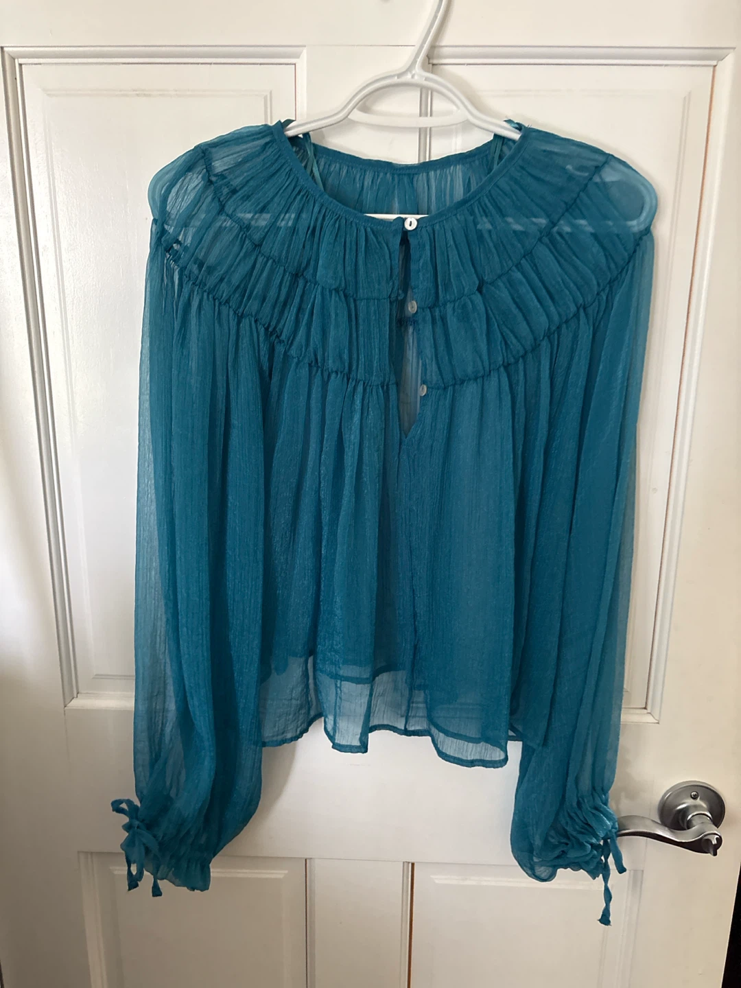 ZARA Teal Sheer Blouse - photo 2