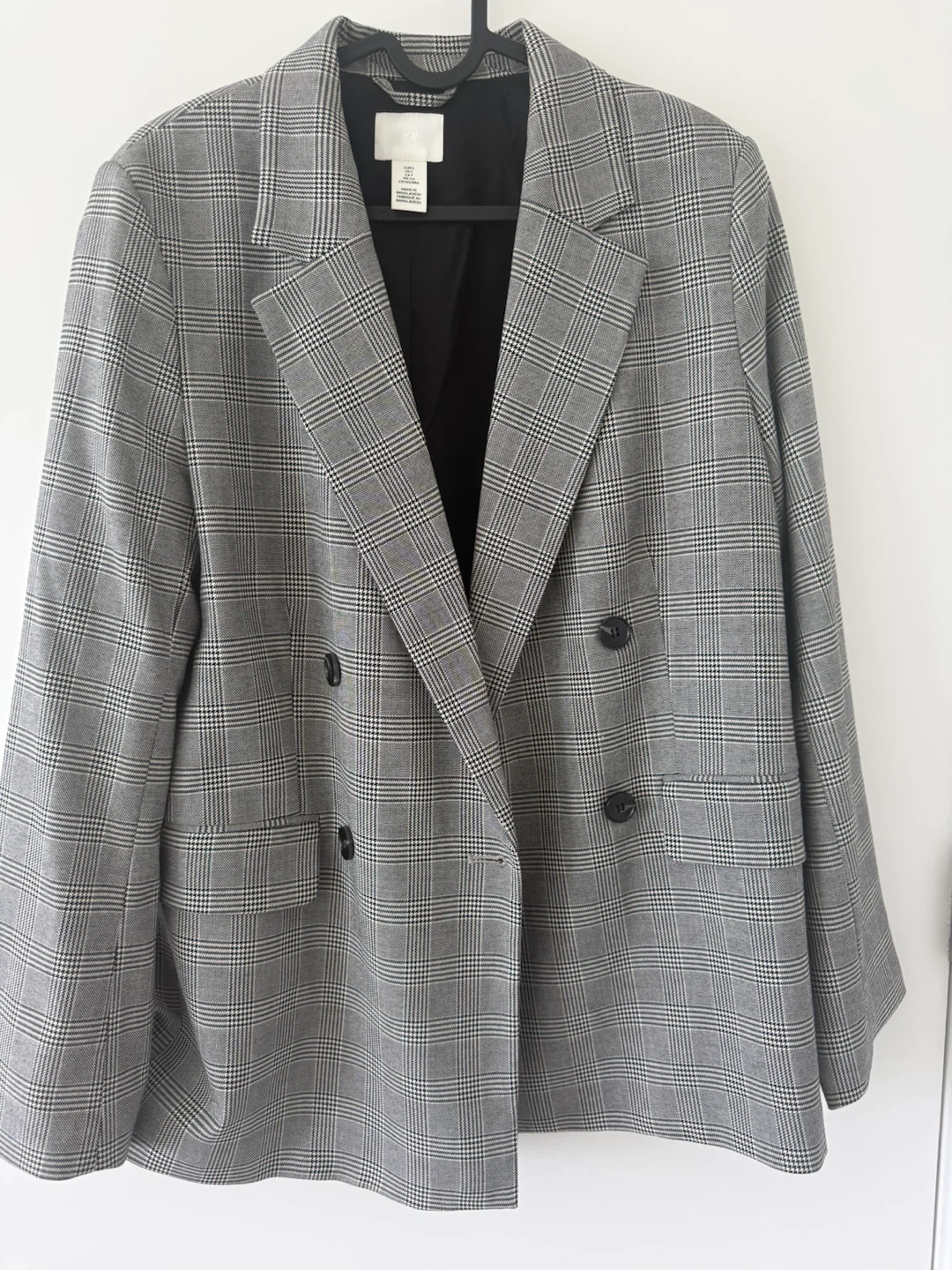 H&M Plaid Double-Breasted Blazer Size S