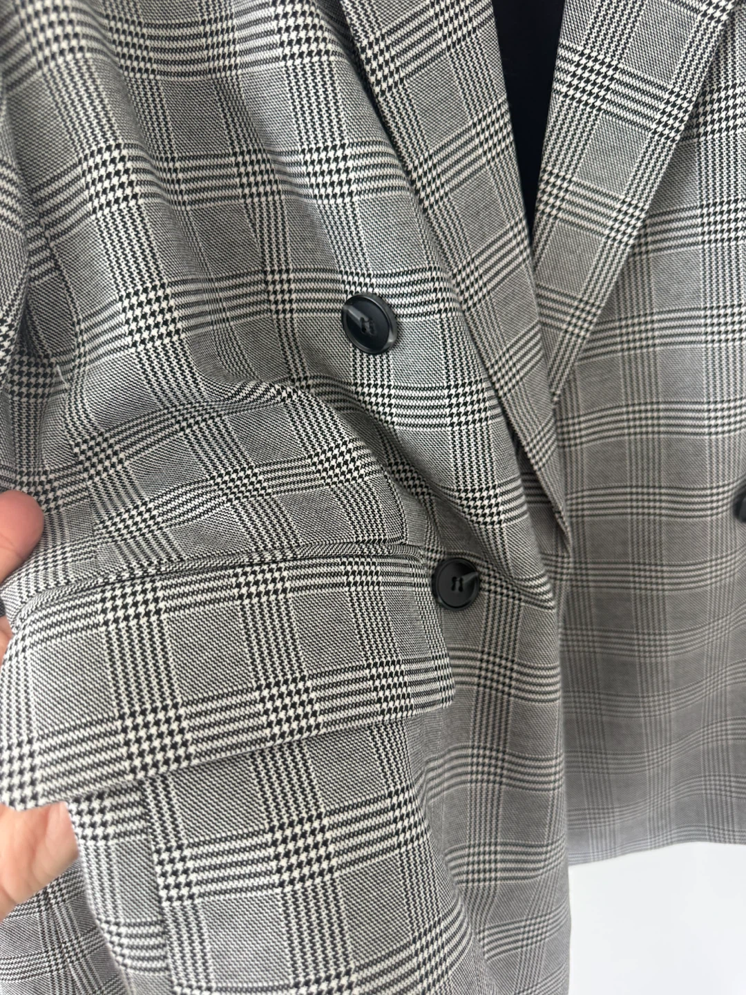 H&M Plaid Double-Breasted Blazer Size S - photo 5