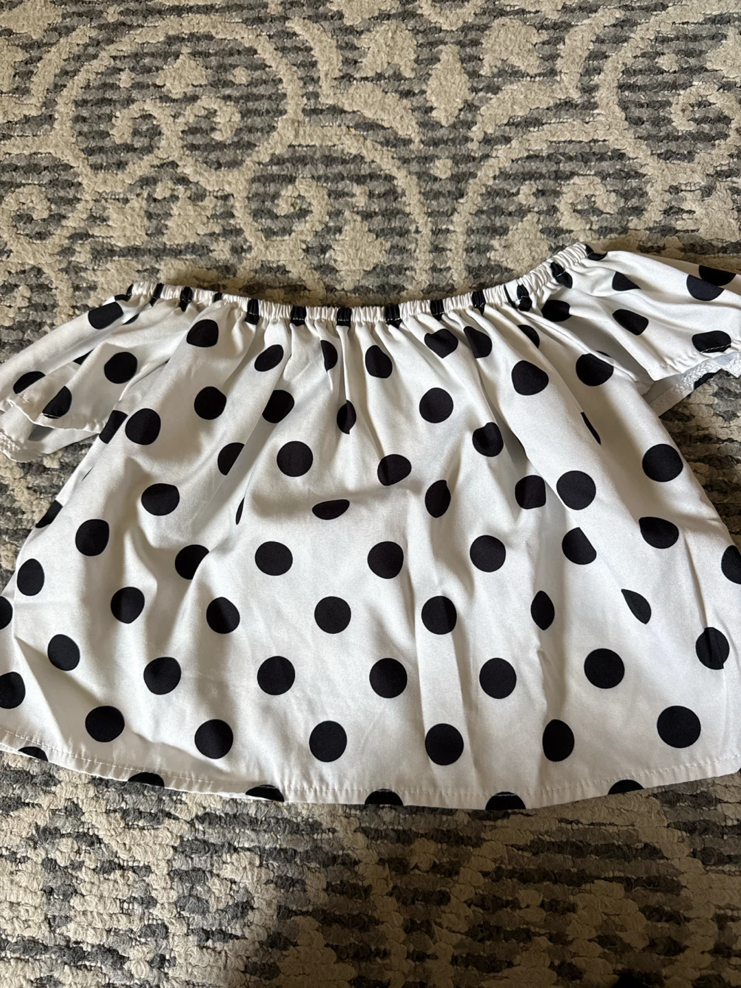 White Polka Dot Off-the-Shoulder Blouse Girl 5 year old