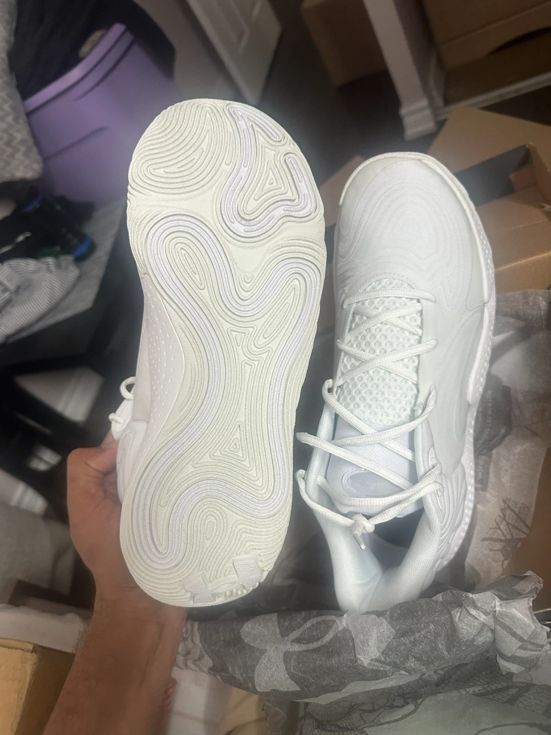 Under Armour Spawn 6 Mid Basketball Shoes - White - photo 3