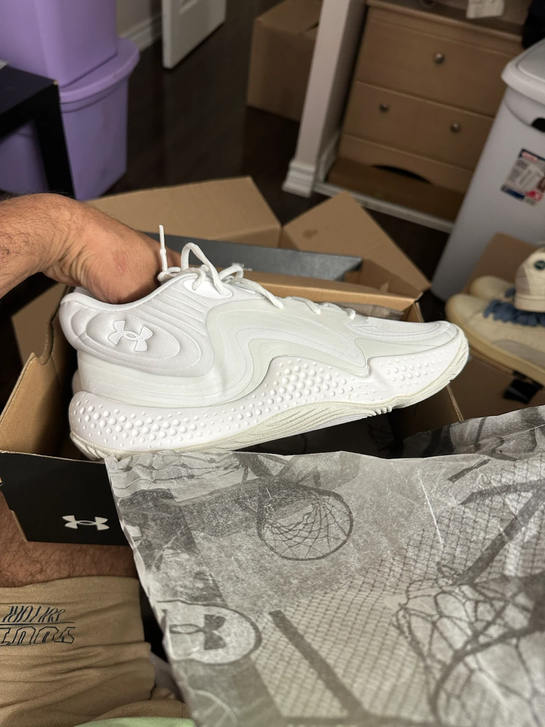 Under Armour Spawn 6 Mid Basketball Shoes - White - photo 4