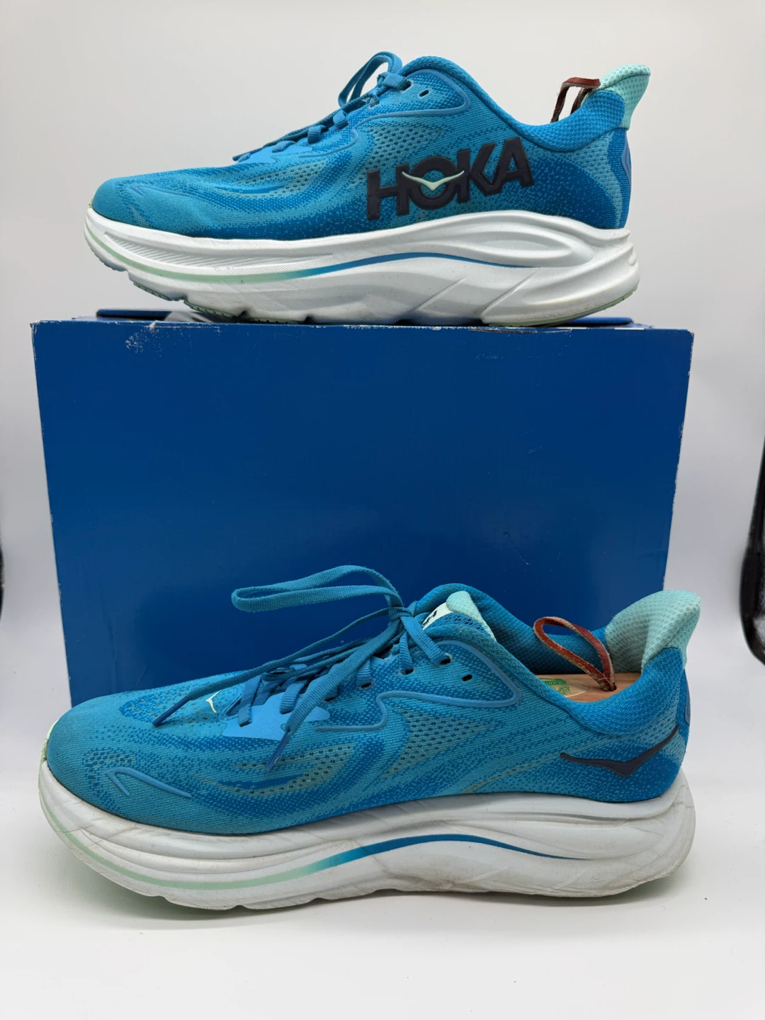 Hoka Clifton 10 Wide Skyward Blue Men’s Running Shoes Sz 11 2E