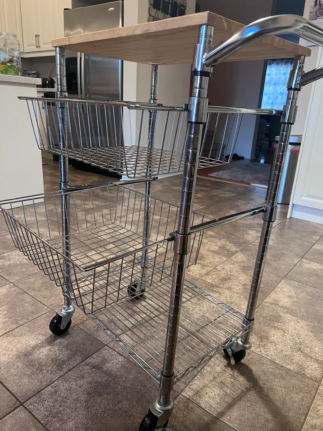 Rolling Kitchen Cart with Wood Top - photo 2