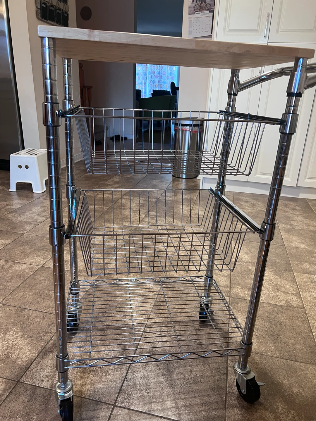 Rolling Kitchen Cart with Wood Top - photo 4