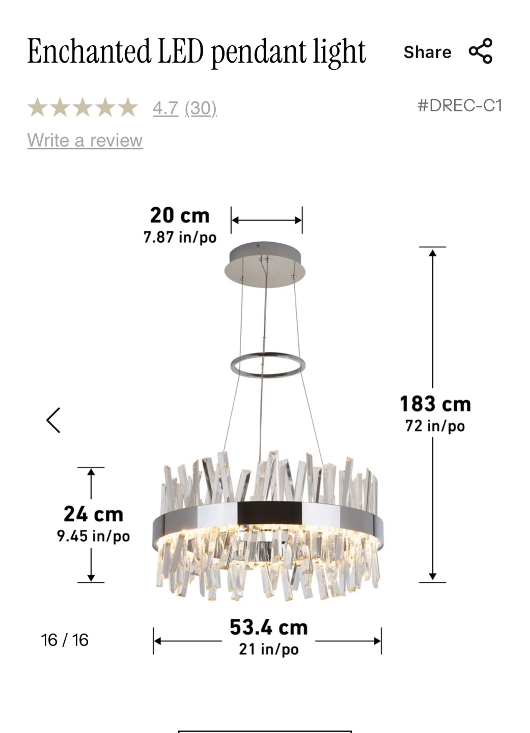 21” chandelier by Artika - photo 3