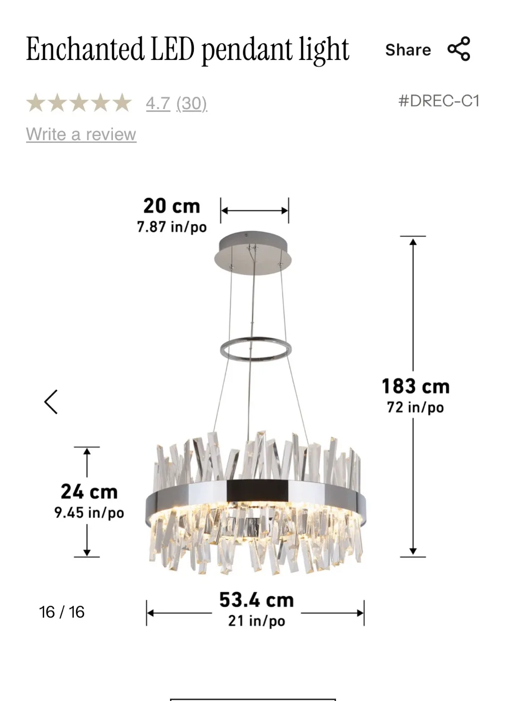 21” chandelier by Artika - photo 3