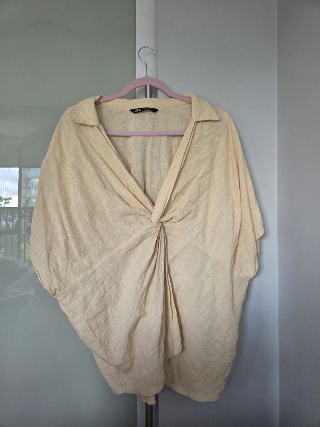 ZARA Beige Twisted Front Blouse
