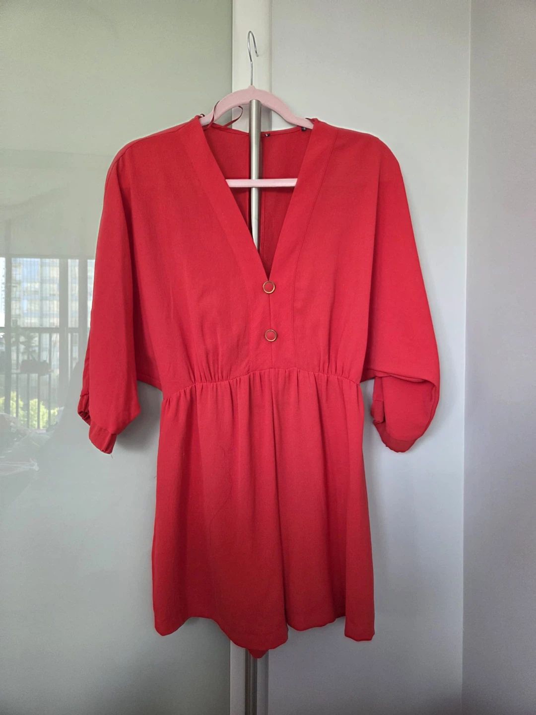 Zara Red V-Neck Romper