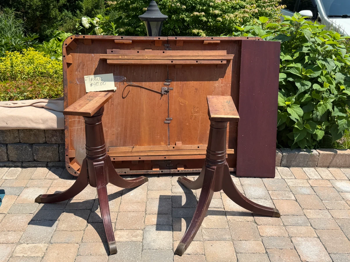 Wooden Dining Table with Pedestal Bases
