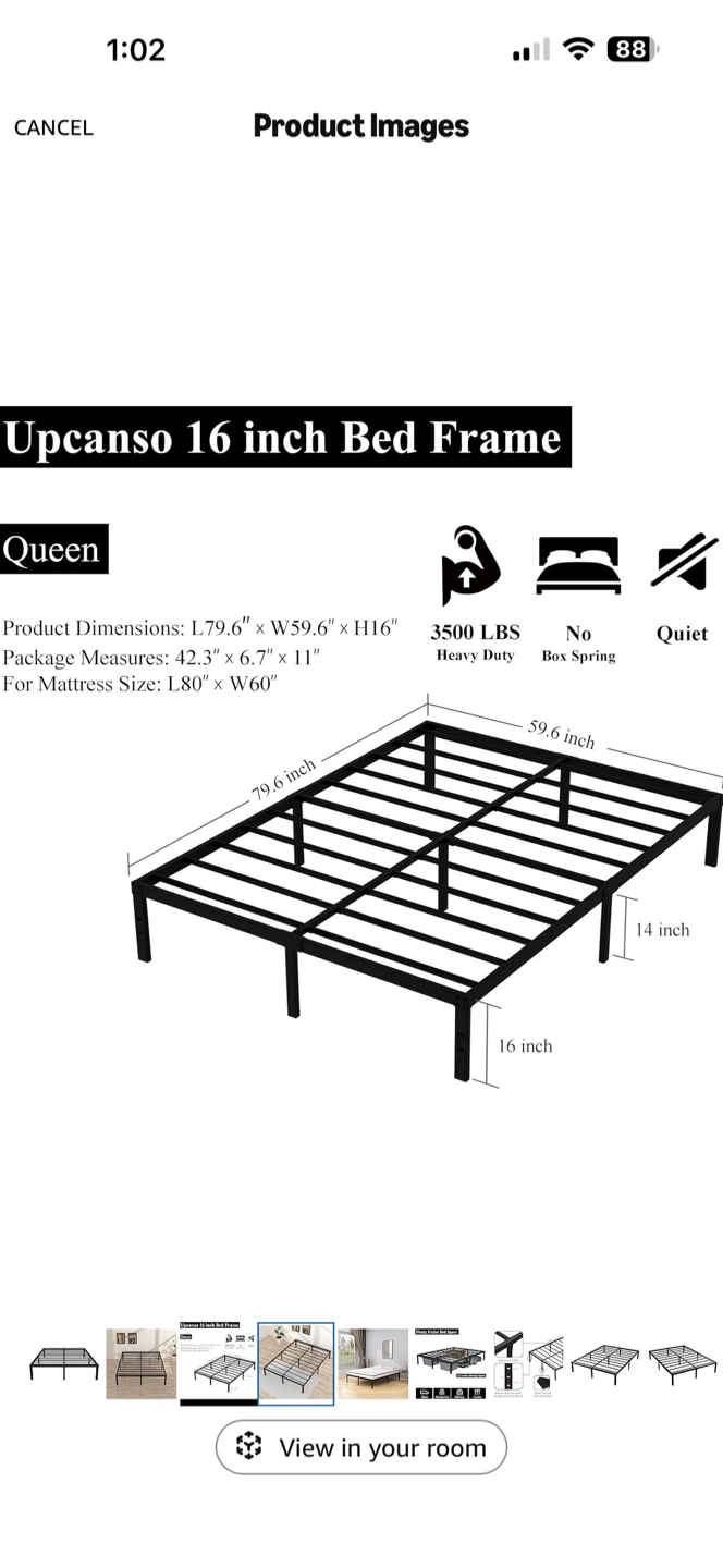 Upcanso Queen 16 inch Metal Bed Frame - photo 3