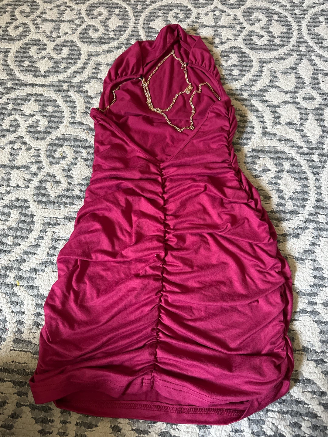 Women's Ruched Halter Dress with Gold Chain free size - photo 2