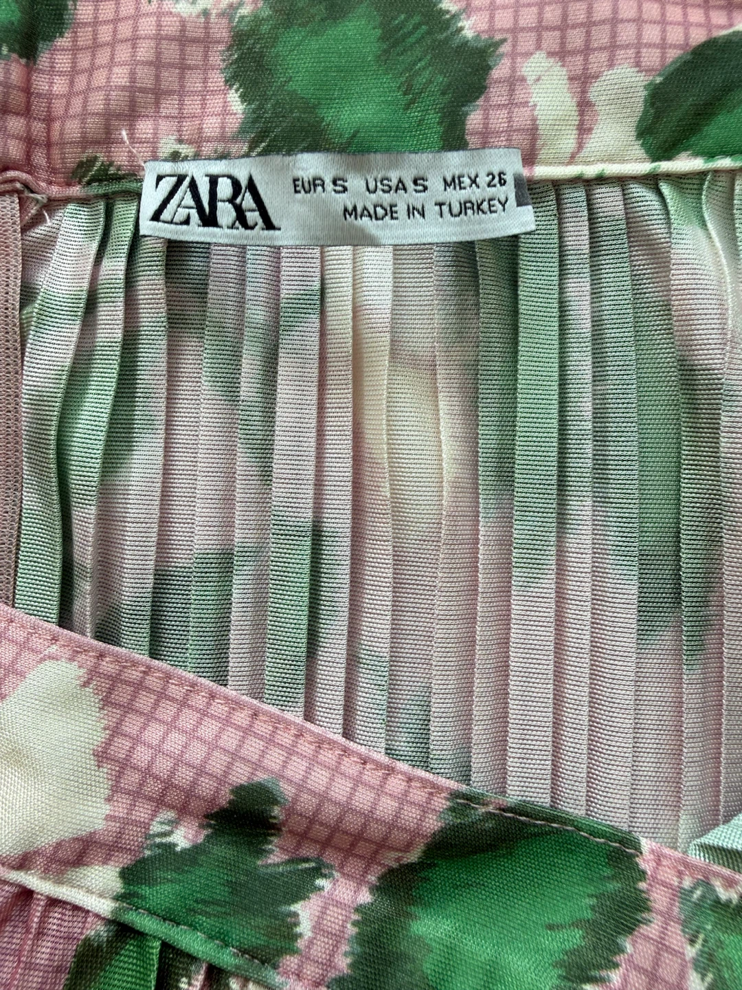 ZARA Pink Floral Pleated Midi Skirt - photo 4