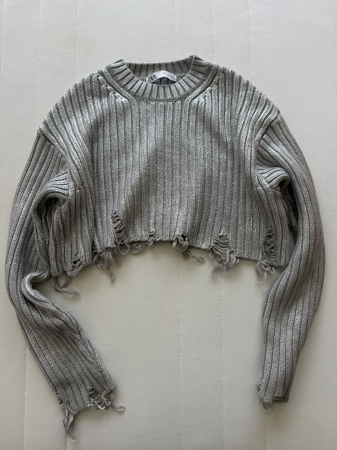 ZARA Distressed Cropped Sweater