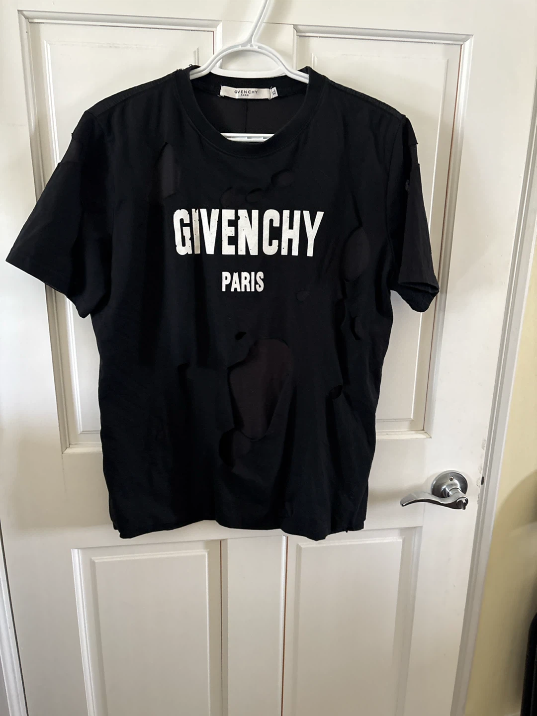 Givenchy Paris Black Distressed T-Shirt
